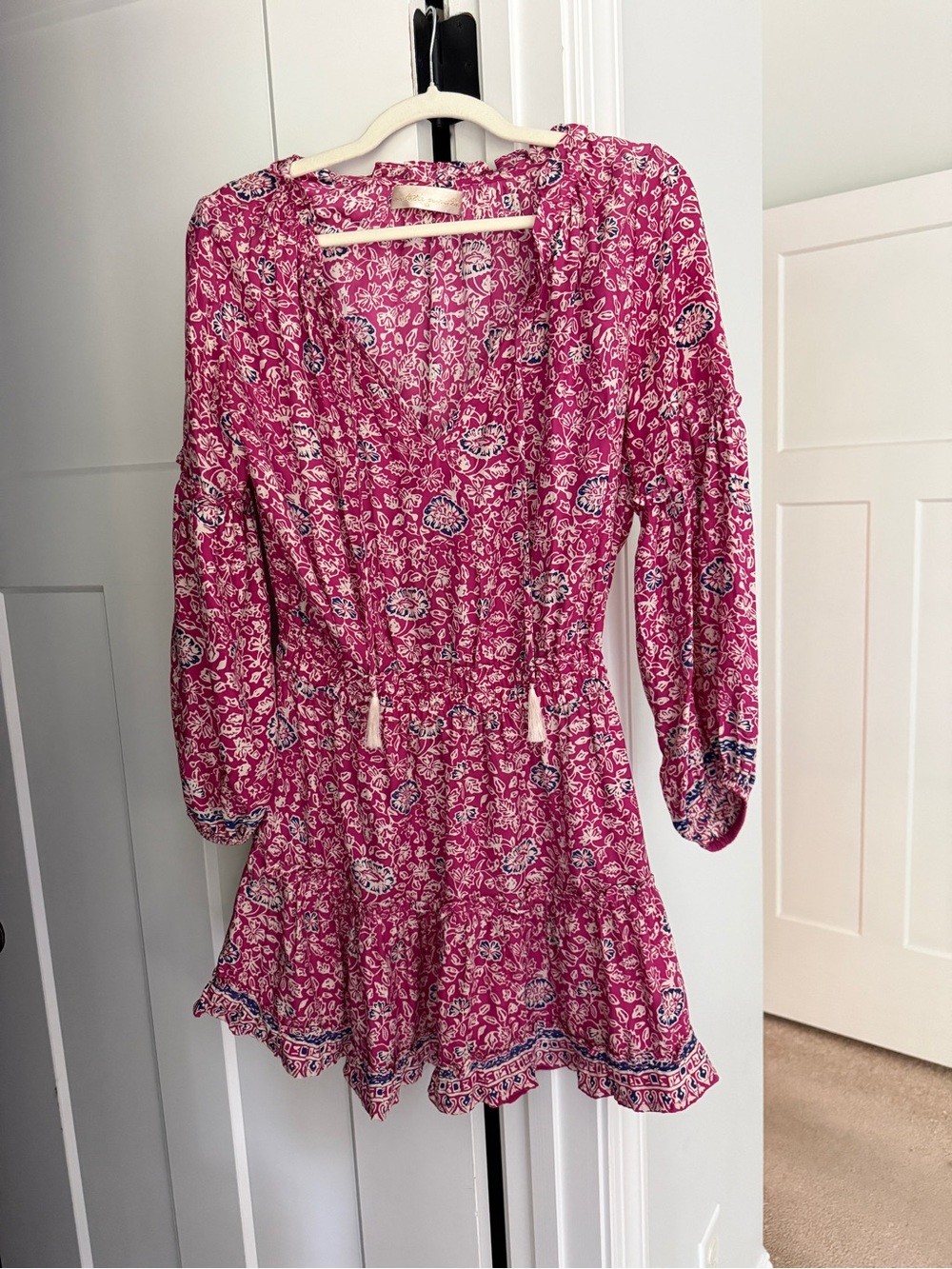 Natalie Martin Maggie Dress pink silk long sleeve dress